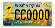 Cure Childhood Cancer license plate