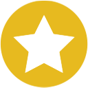 A white five-pointed star centered inside a solid gold circle, the standard symbol indicating REAL ID compliance